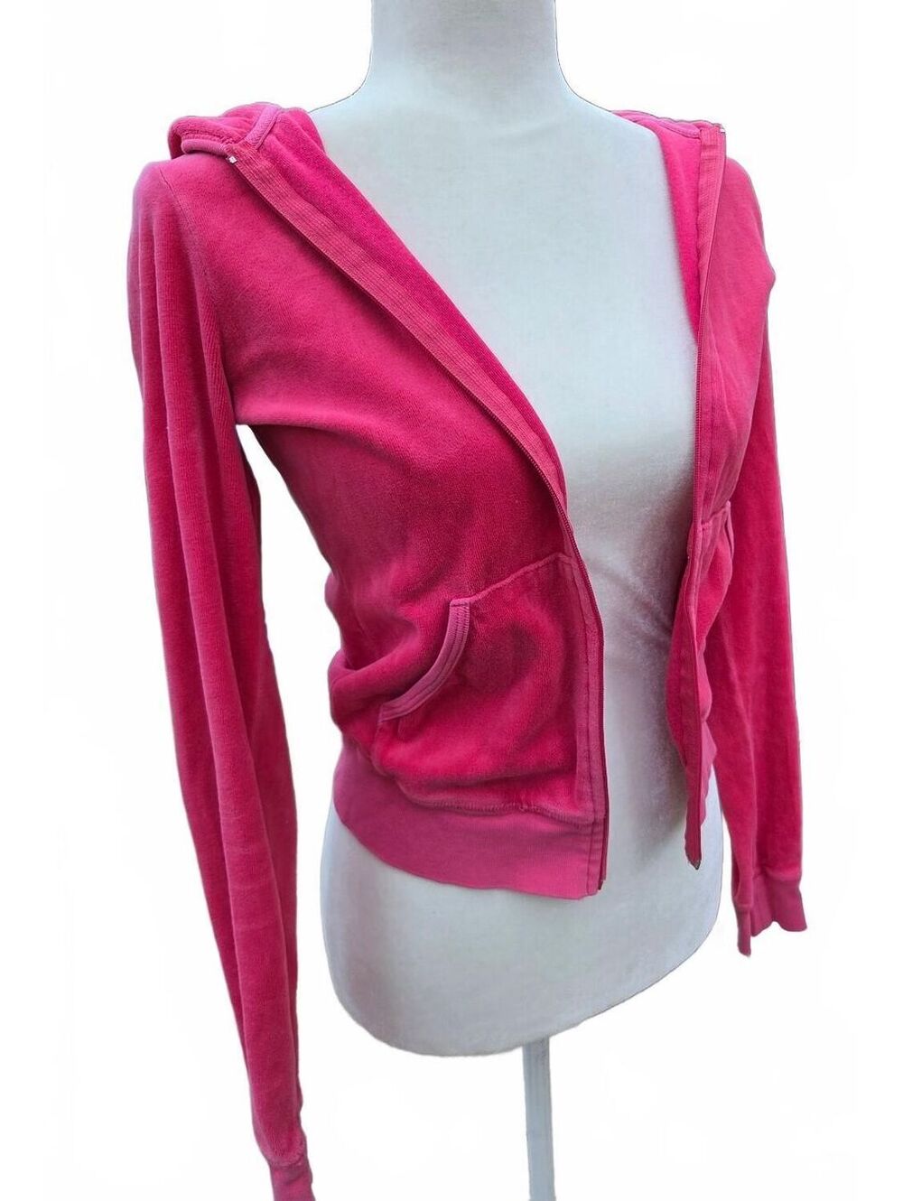 Vintage 2000s Y2K Iconic Juicy Velour Hooded Sweatshirt Bright Pink Basic M
